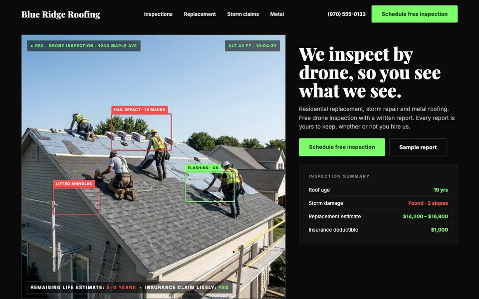 Blue Ridge Roofing website