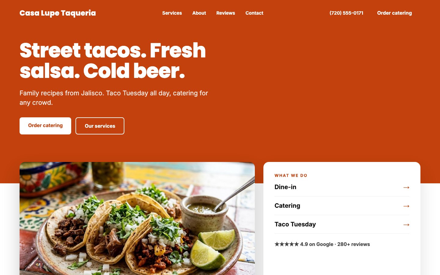 Casa Lupe Taqueria home page
