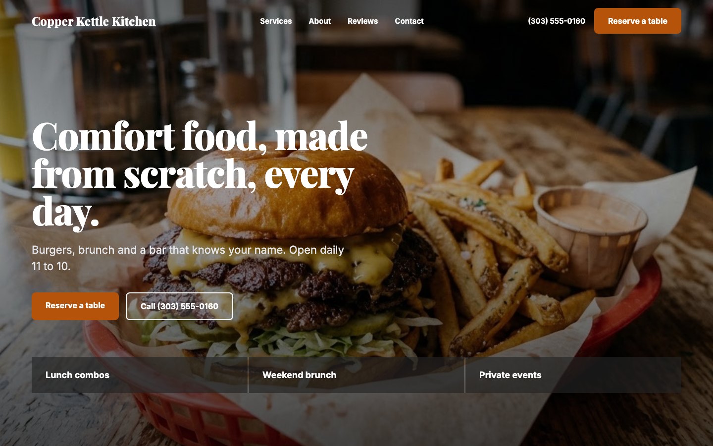 Copper Kettle Kitchen home page