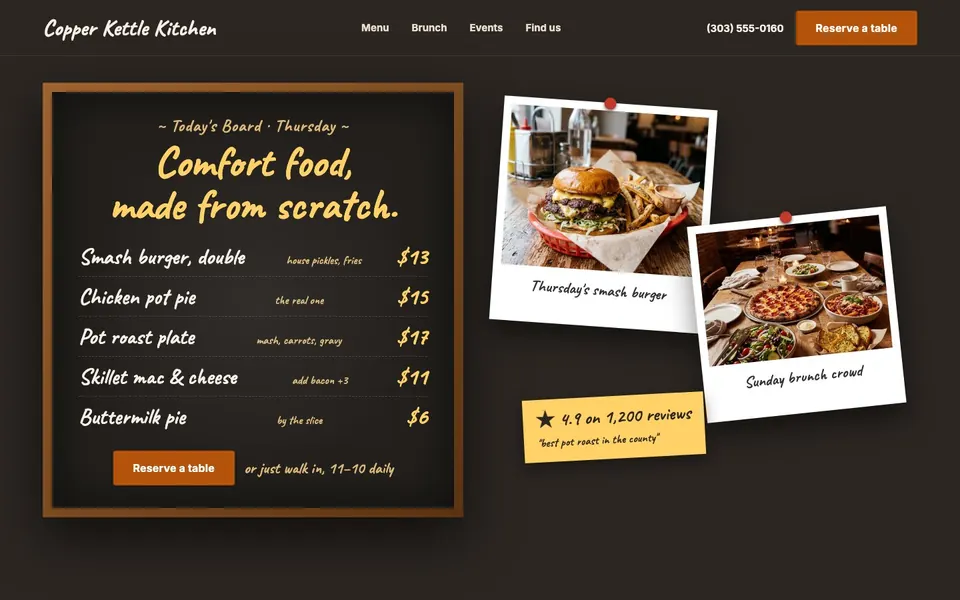 Copper Kettle Kitchen website