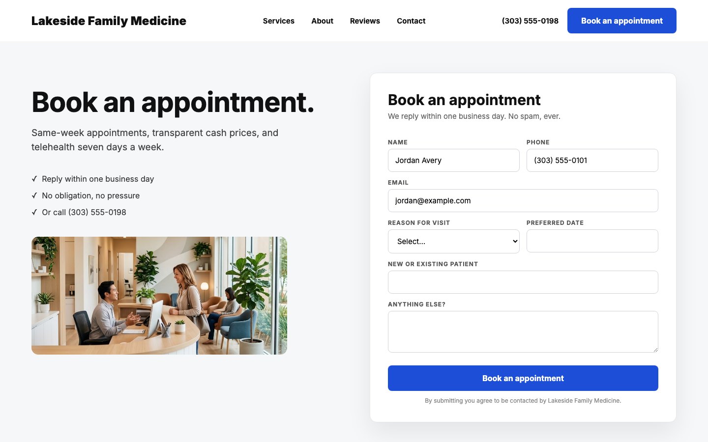Lakeside Family Medicine Book an appointment form
