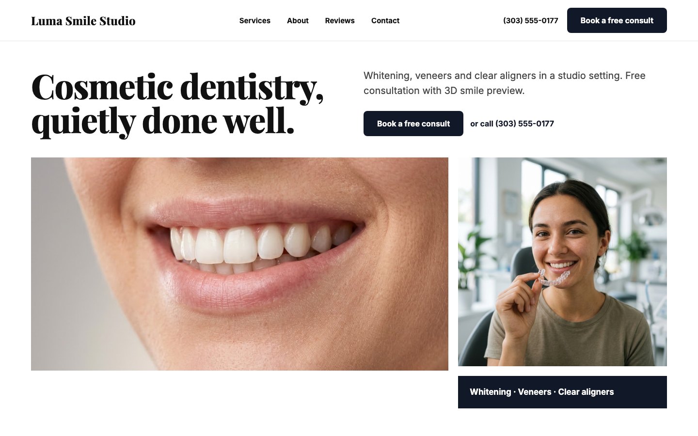 Luma Smile Studio home page