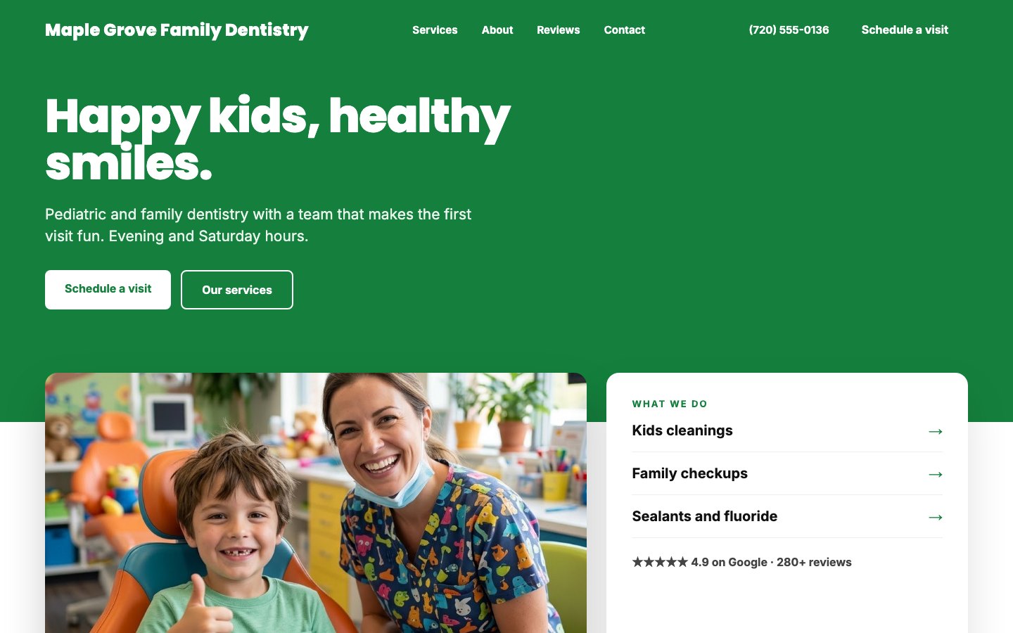 Maple Grove Family Dentistry home page