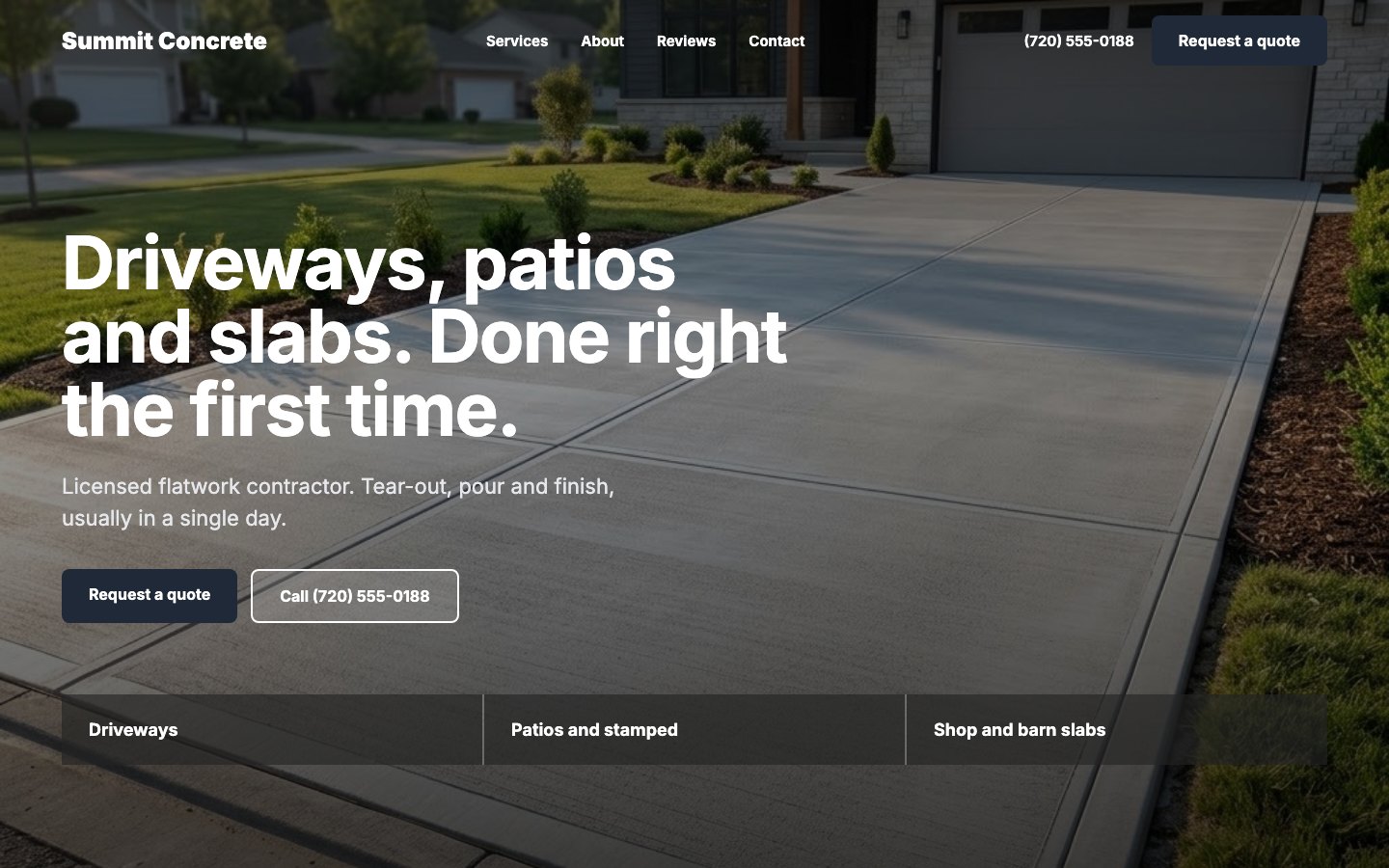 Summit Concrete home page