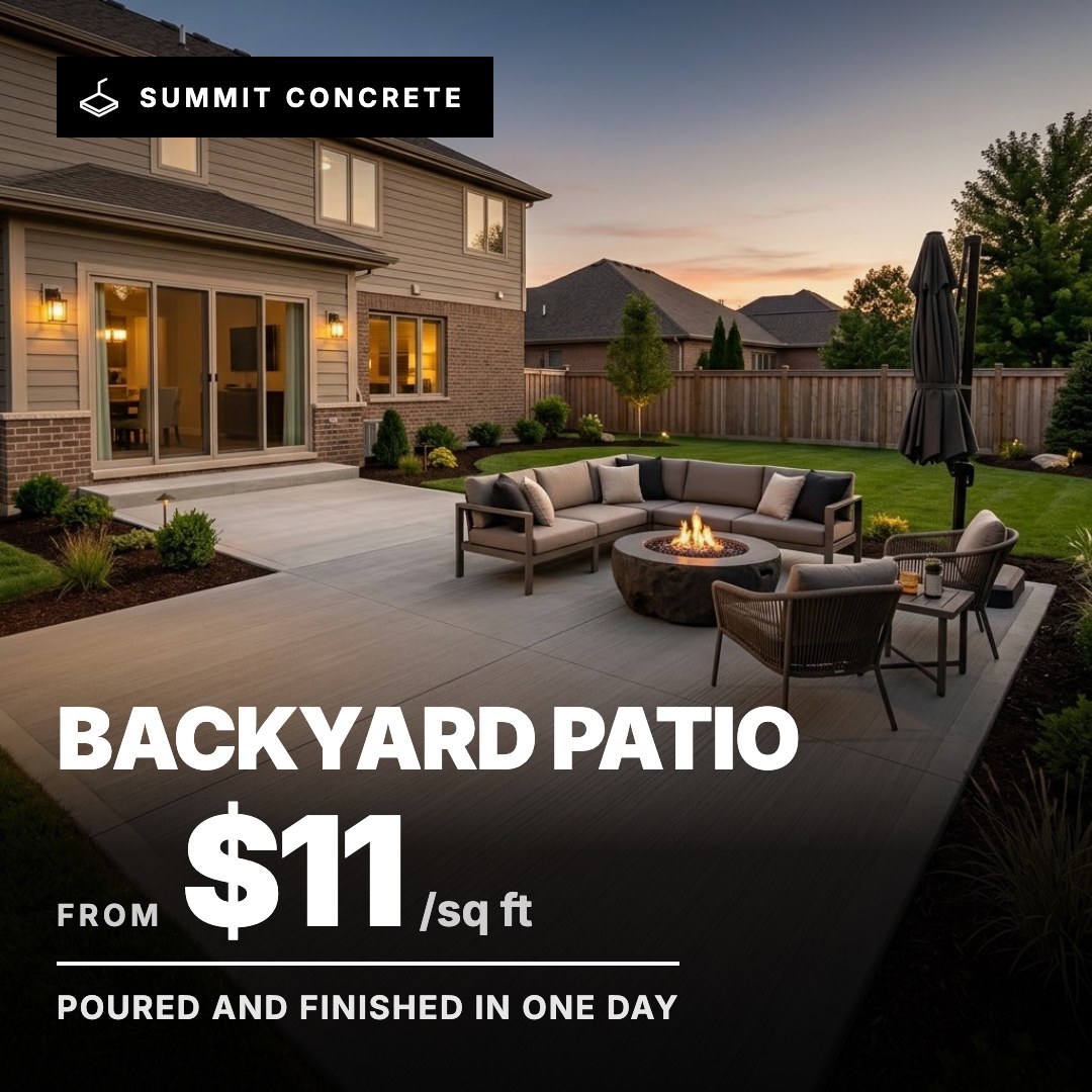 Summit Concrete ad: Backyard Patio from $11/sq ft